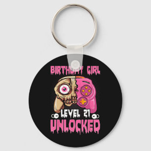 Llavero 21.ᵉʳ Chica de cumpleaños Nivel 21 Videojuego desb