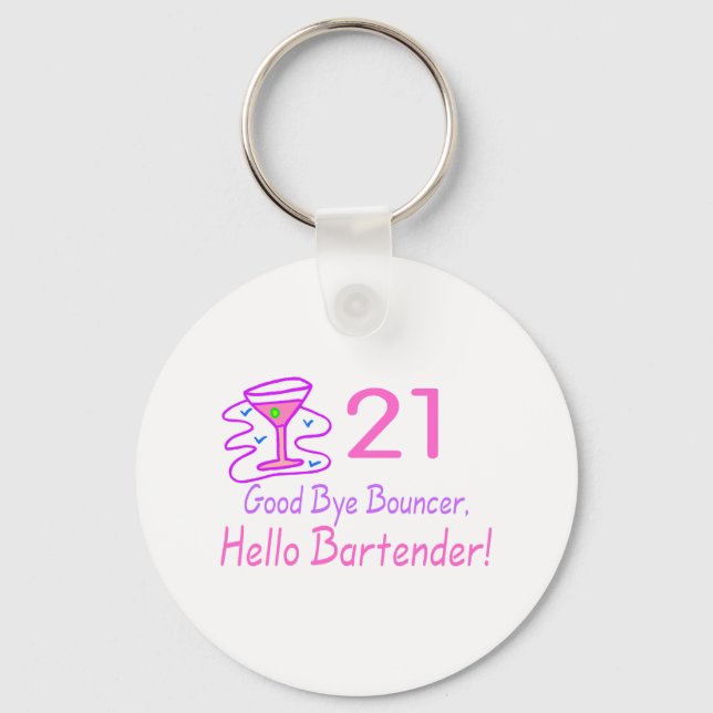 Llavero 21 Adiós Bouncer Hola Bartender (Rosa) (Anverso)