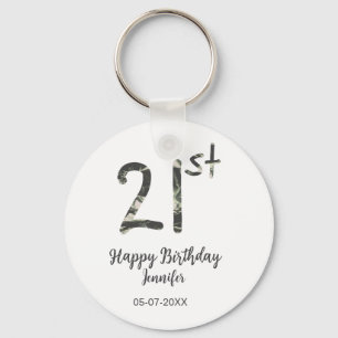 Llavero 21 cumpleaños añadir nombre fecha año negro planti