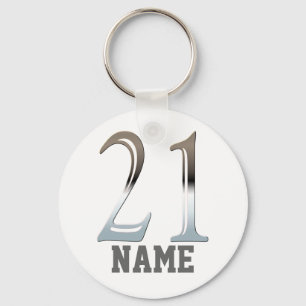 Llavero 21ra plata personalizada el   número 21 del
