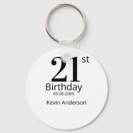 Llavero 21st birthday bold letter name date simple man boy