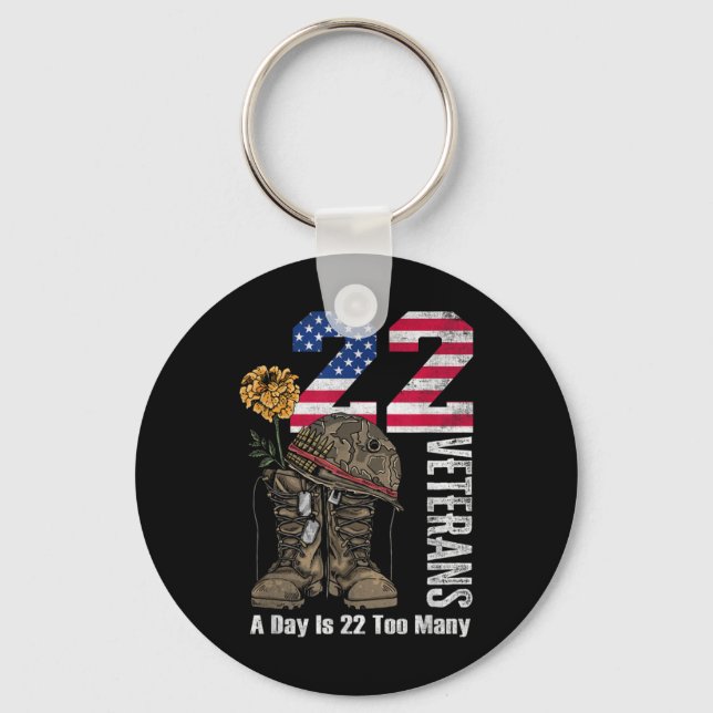 Llavero 22 A Day Is 22 Too Many Veteran Suicide Awareness  (Anverso)