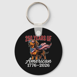 Llavero 250 Años 1776–2026 Bandera De Usa Perro Dachshund