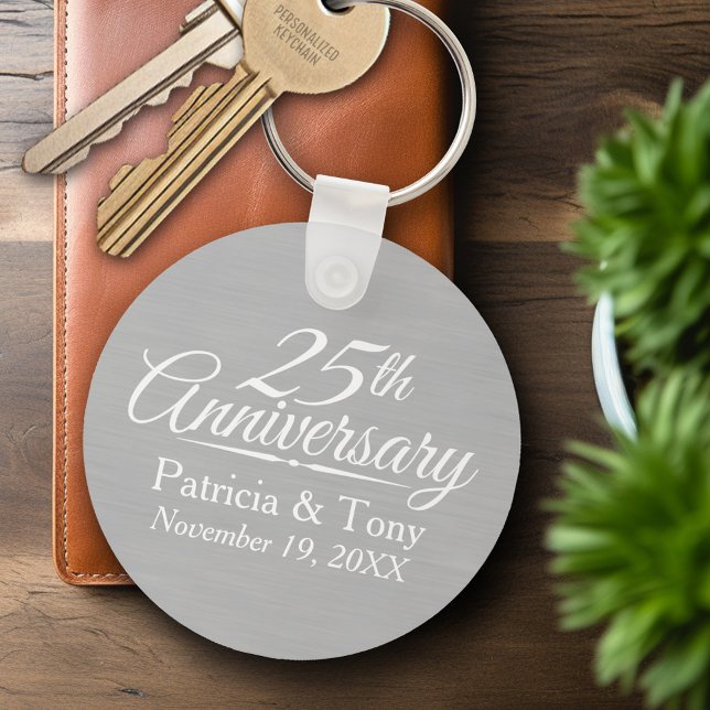 Llavero 25.º aniversario Boda personalizado (Personalized Keychain - Wedding Anniversary Keyring)