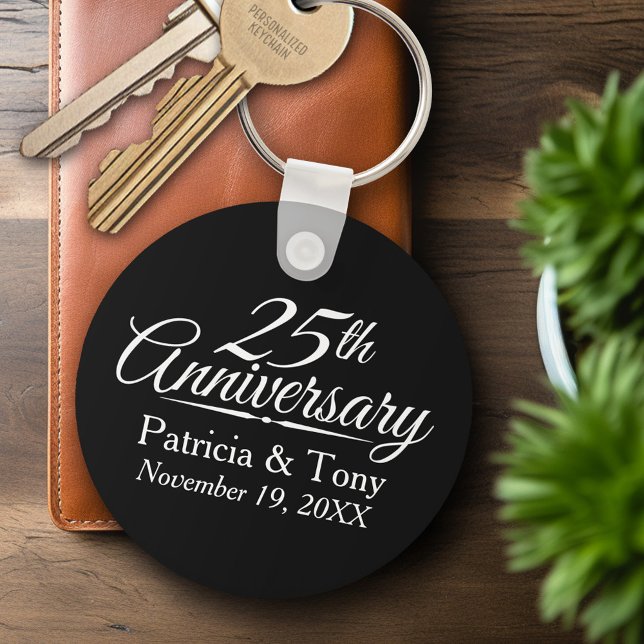 Llavero 25.º aniversario Boda personalizado (Personalized Keychain - Wedding Anniversary Keyring)