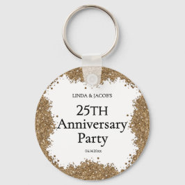 Llavero 25th Wedding Anniversary Gold Faux Glitter