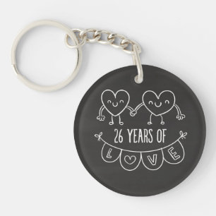 Llavero 26° Aniversario Regalo Corazones de Chalk