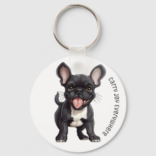 Llavero 2 de lado Con texto personalizado, cachorro francé