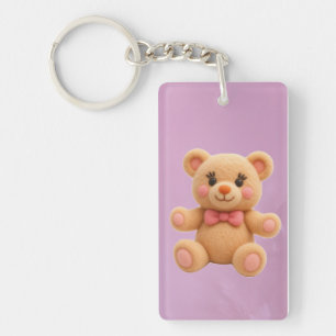 Llavero 2-en-1 Kawaii Teddy y Rosa Doble Cara 