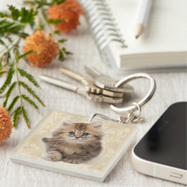 Llavero 2 Fotos de Keychain Gire Cat o Kitten Mom