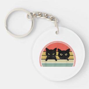 Llavero 2 gatos negros buscando amor animal vintage