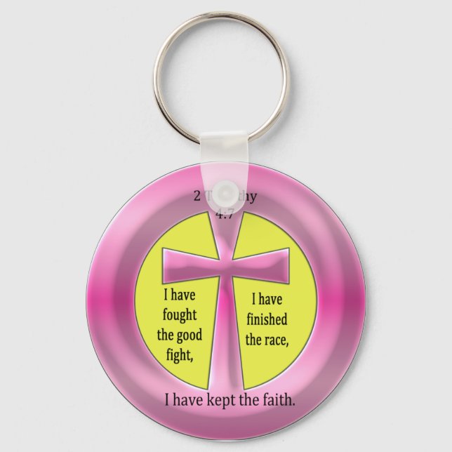 Llavero 2 Timothy 4:7 Cross (Anverso)