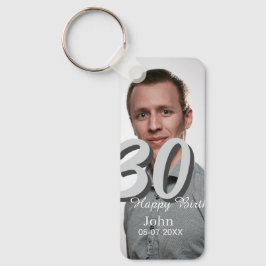 Llavero 30.º cumpleaños añadir nombre fecha año foto blanc