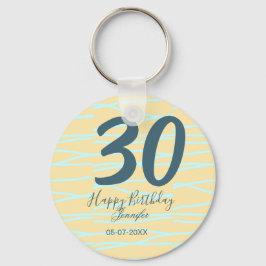 Llavero 30th birthday add name date year yellow blue paste