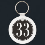 Llavero #33 Círculo negro<br><div class="desc">Puede comprar este artículo con el número 33 como se muestra con un diseño de círculo negro, pero también es totalmente personalizable. Simplemente haga clic en el botón PERSONALIZAR debajo de la imagen. A continuación, haga clic en el botón DISEÑO encima de la imagen. También puedes agregar tu propio texto...</div>