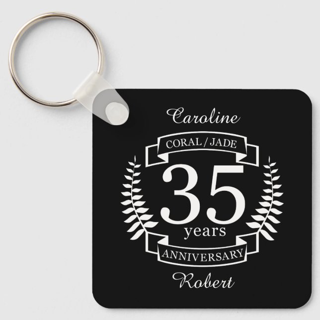 Llavero 35.º ANIVERSARIO Boda JADE / CORAL (Anverso)