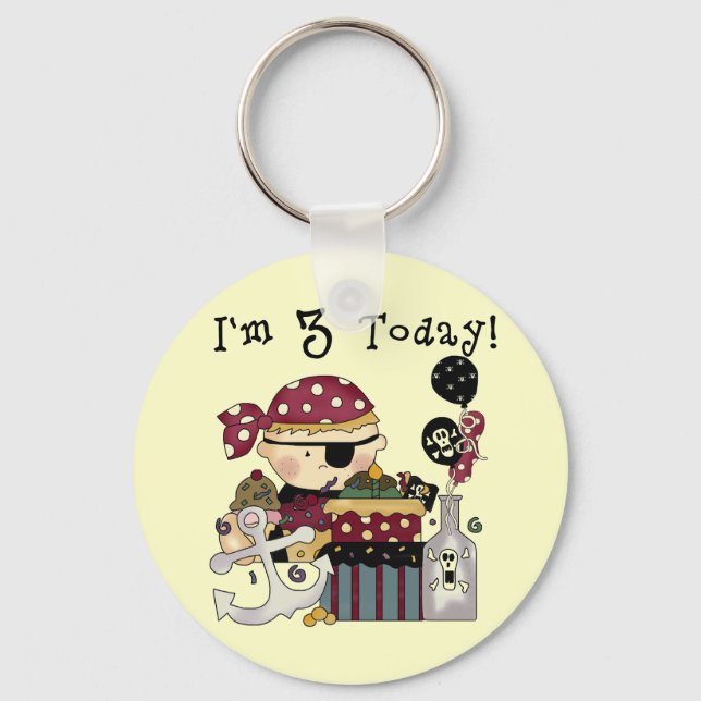 Llavero 3.ª camiseta y regalo pirata de cumpleaños (Anverso)