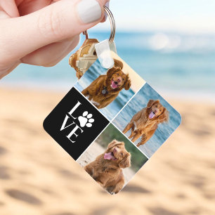 Llavero 3 Collage de Fotos Mascota Amor Personalizado Aman