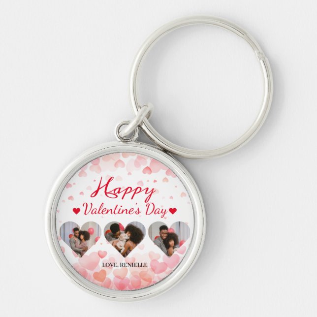 Llavero 3 día de San Valentín de collage fotográfico (Frente)