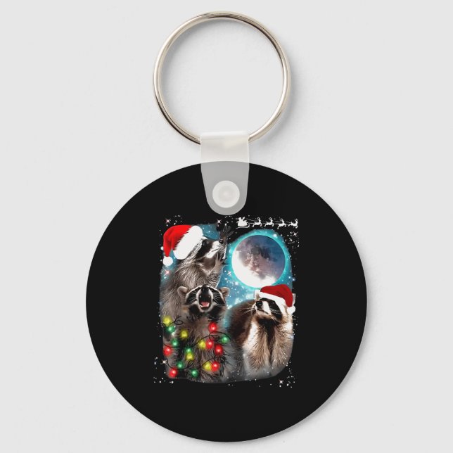 Llavero 3 Racoon Moon Howling Raccoon Christmas Santa Raco (Anverso)