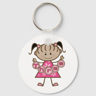Llavero 3ro camisetas y regalos del cumpleaños de la niña