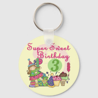 Llavero 3ro camisetas y regalos del cumpleaños del dulce e