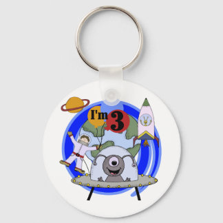 Llavero 3ro camisetas y regalos del cumpleaños del espacio