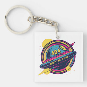 Llavero 404 Gravity Not Found - Arte pop del espacio retro