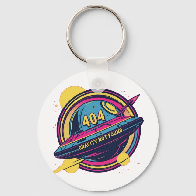 Llavero 404 Gravity Not Found - Arte pop del espacio retro (Anverso)