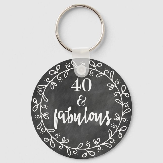 Llavero 40 & Fabulous - 40th Birthday Personalizado Keycha (Anverso)