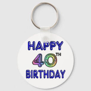 Llavero 40.o Cumpleaños con la fuente del impulso
