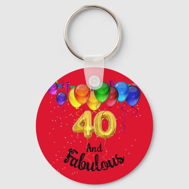 Llavero 40 y fabulosos globos de cumpleaños (Anverso)