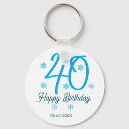 Llavero 40th birthday add name date year blue template