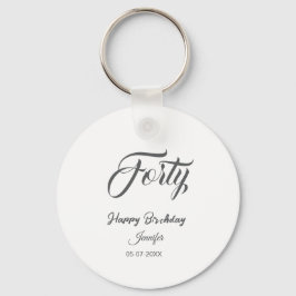 Llavero 40th forty letterbirthday add name date year gray 