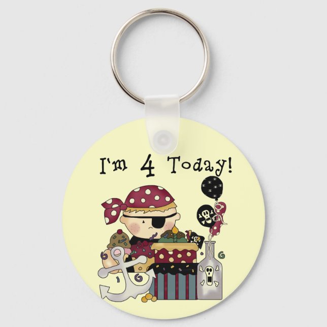 Llavero 4.ª Camiseta y Regalos Piratas de Cumpleaños (Anverso)