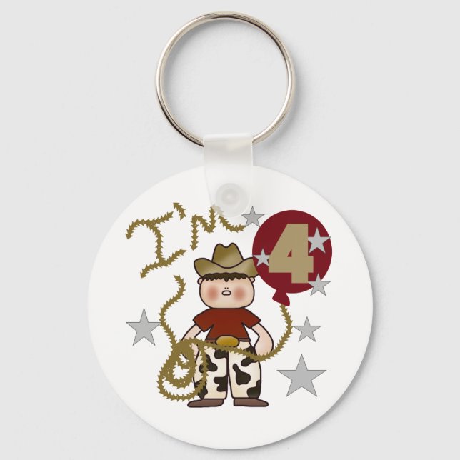 Llavero 4.ª Cowboy Camisetas y regalos de cumpleaños (Anverso)