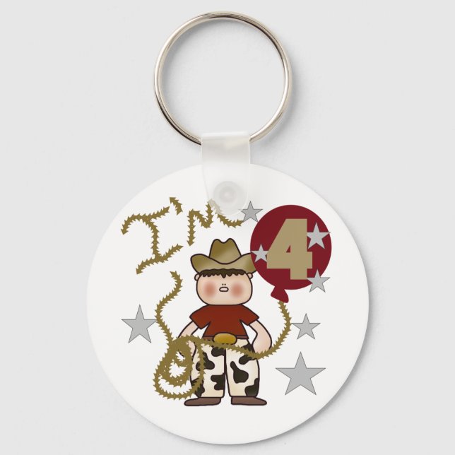 Llavero 4.ª Cowboy Camisetas y regalos de cumpleaños (Anverso)