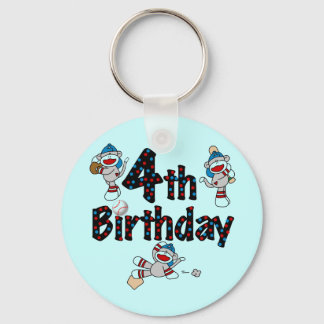 Llavero 4.º cumpleaños del Béisbol de los monos Sock