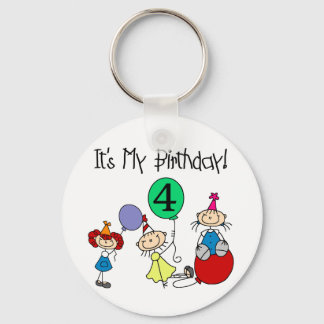 Llavero 4.º Palo Niños Fiestas Camisas de cumpleaños y reg