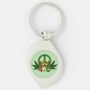 Llavero 4 20 Rasta Peace Weed Green