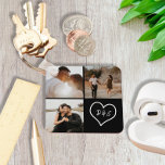 Llavero 4 Collage de Personalizados de fotografía con el c<br><div class="desc">Crear un collage de Personalizados de fotografía Personalizado 4 con el anillo de claves personalizado del corazón inicial de Ricaso</div>
