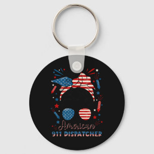 Llavero 4 de Julio 911 Despachador Bandera Americana 911 O