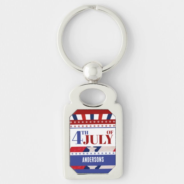 Llavero 4 de julio Bandera de América Personalizado Artsy (Anverso)