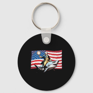 Llavero 4 De Julio George Washington Riding Shark America