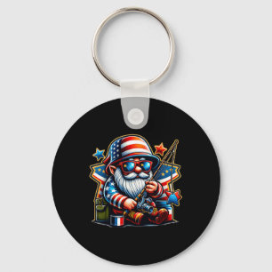 Llavero 4 De Julio Gnome Pescador Patriótico