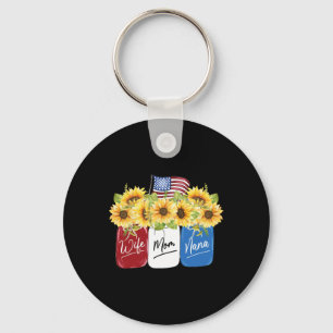 Llavero 4 De Julio Mamá Esposa Nana Sunflower Con Estadoun