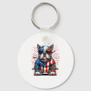 Llavero 4 de julio Patriótico Americano Bully Dog Bandera 