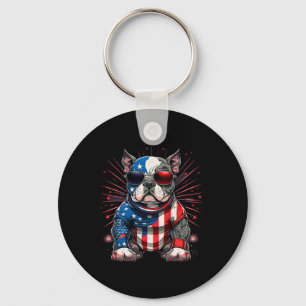 Llavero 4 De Julio Patriótico Estadounidense Bully Perro B