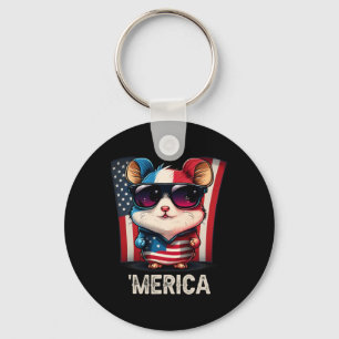 Llavero 4 De Julio Patriótico Hamster Merica
