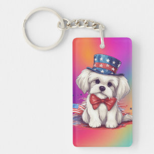 Llavero 4 de julio Perro de cachorro blanco con 43568